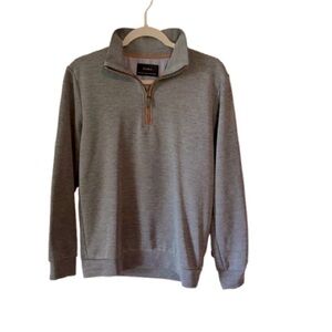 Zara Men's Charcoal Zip-Up with Suede trim/ Elbow Patch Sweater Size Small